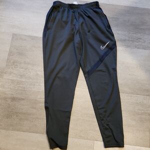 Nike Joggers Pants Grey Dri-Fit Running Soccer Training Medium Zipper Leg